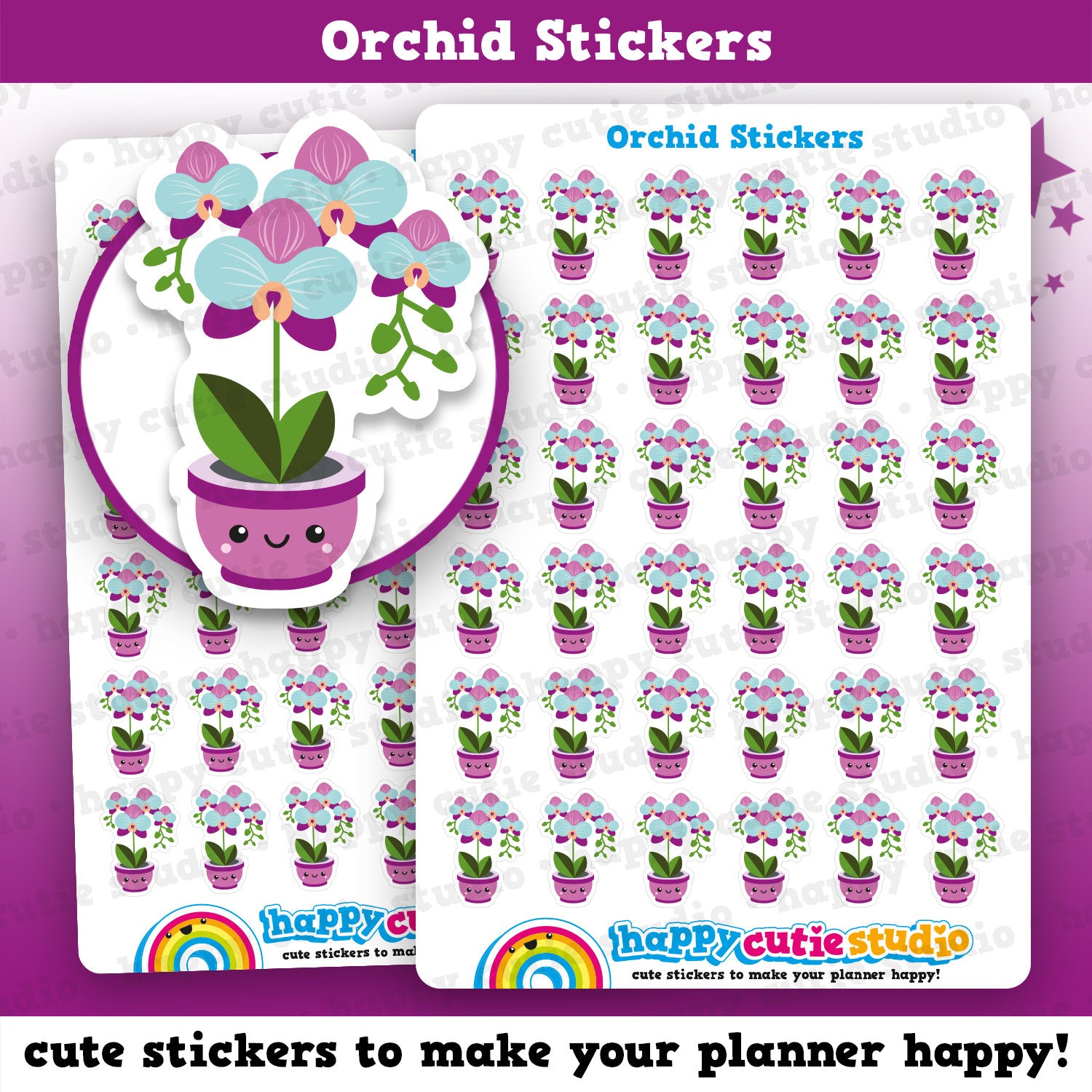 36 Cute Orchid/Plant/Flower Planner Stickers