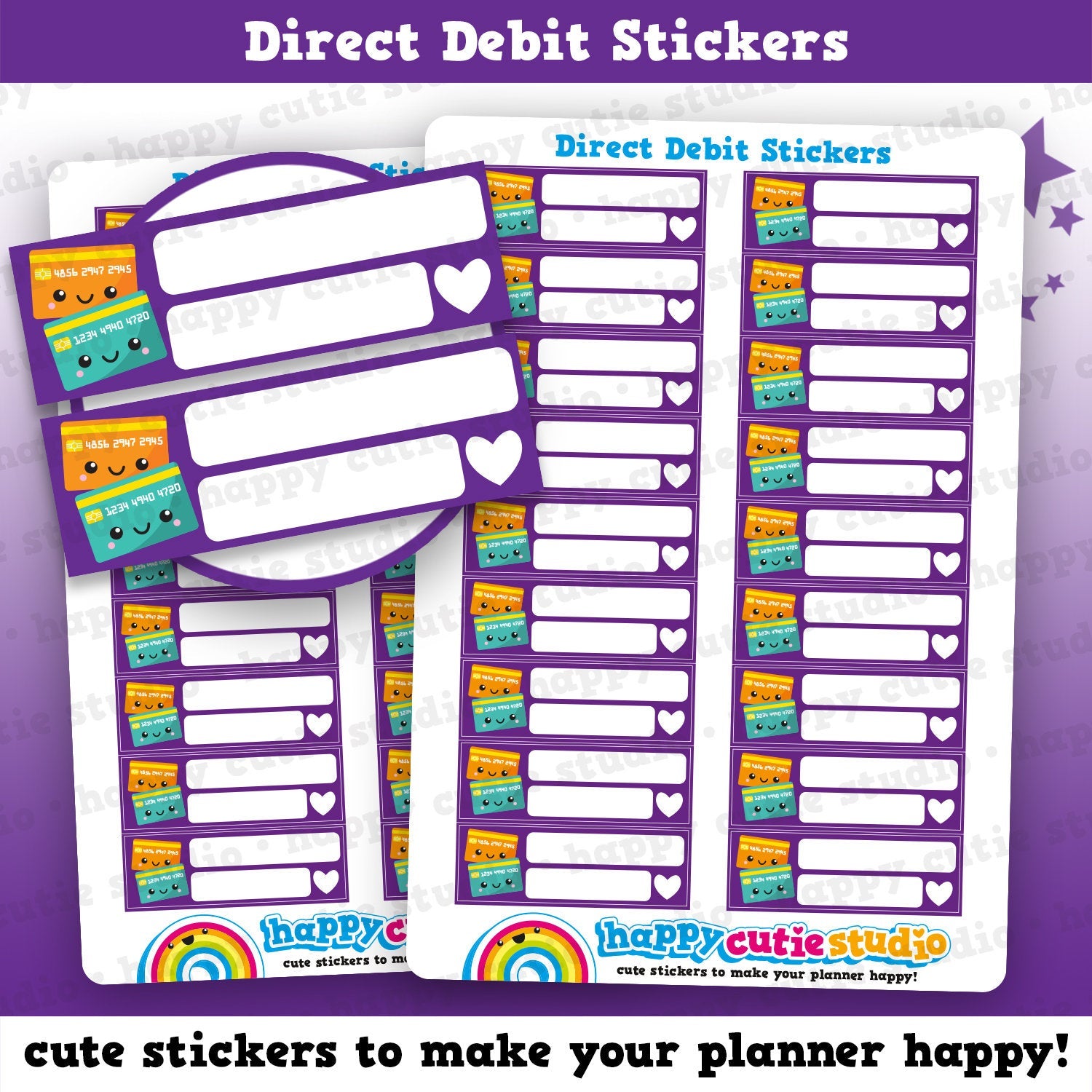 18 Cute Direct Debit/Credit Card/Pay Bill Reminder Planner Stickers