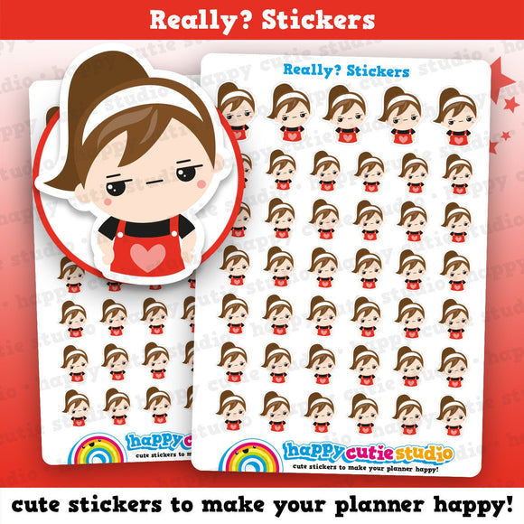 41 Cute Really/Attitude/Unimpressed Girl Planner Stickers