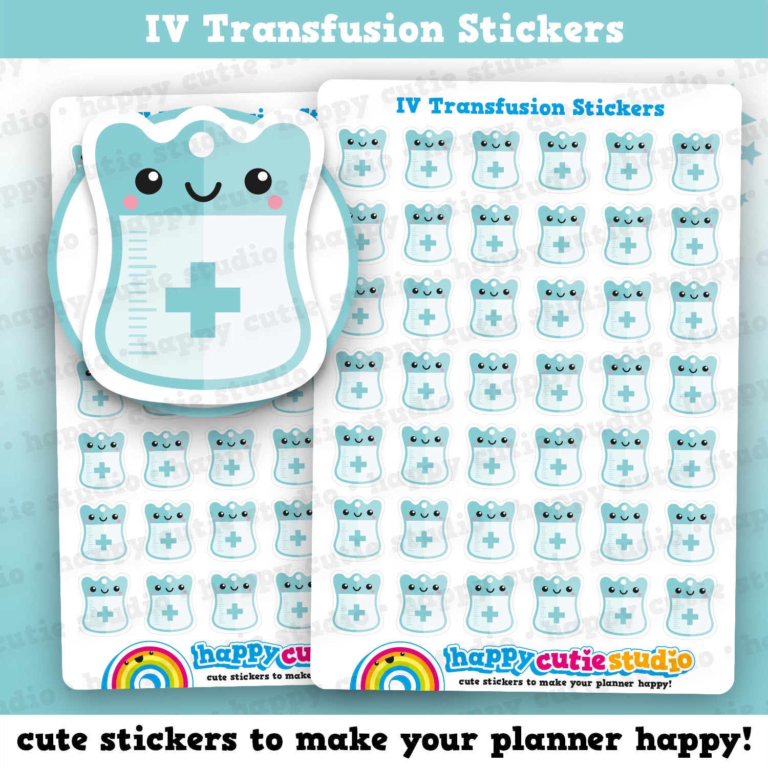 42 Cute IV Transfusion Reminder Planner Stickers