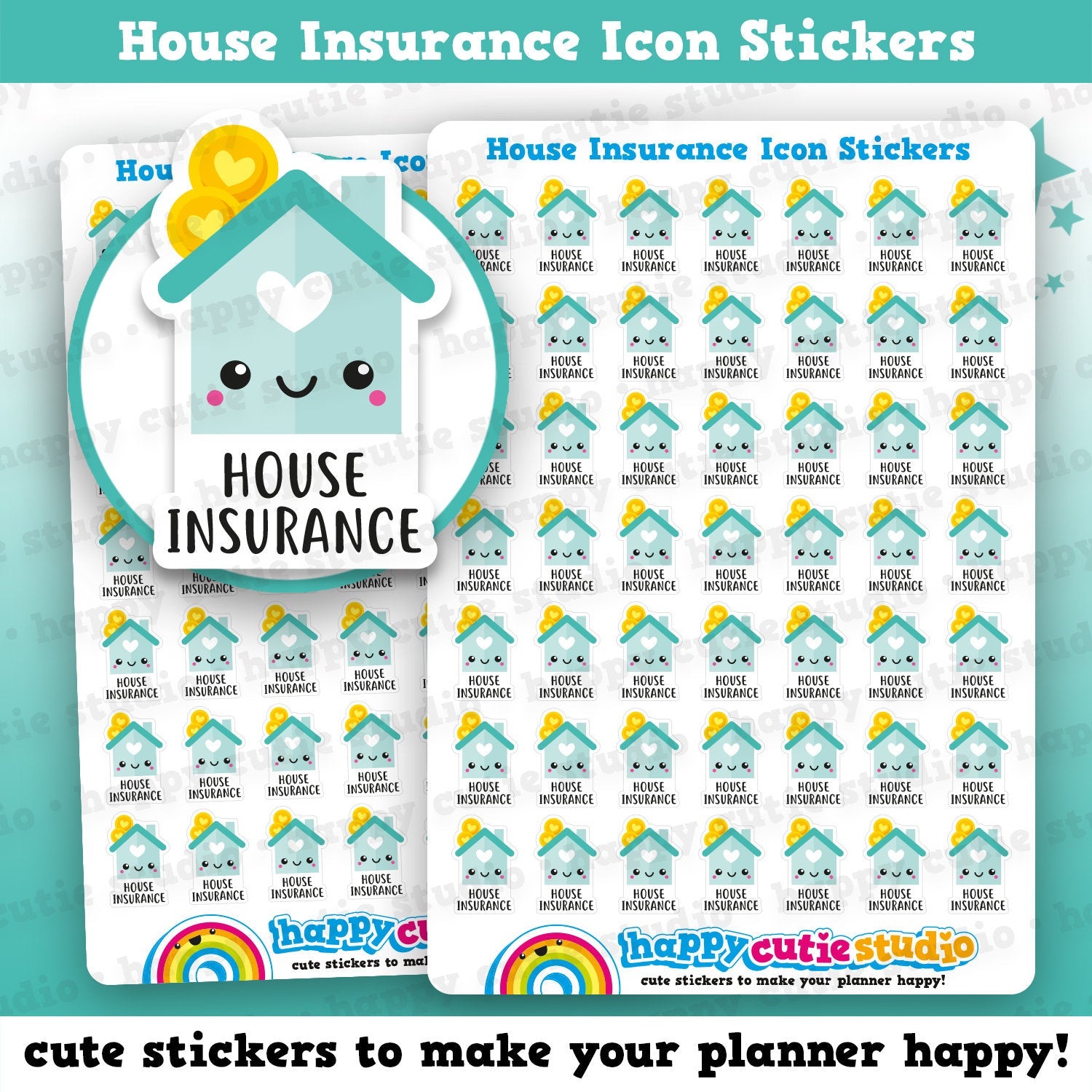 49 Cute House Insurance Bill Icons/Pay Bill/ Bills Reminder Planner Stickers