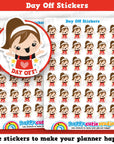36 Cute Day Off Girl Planner Stickers