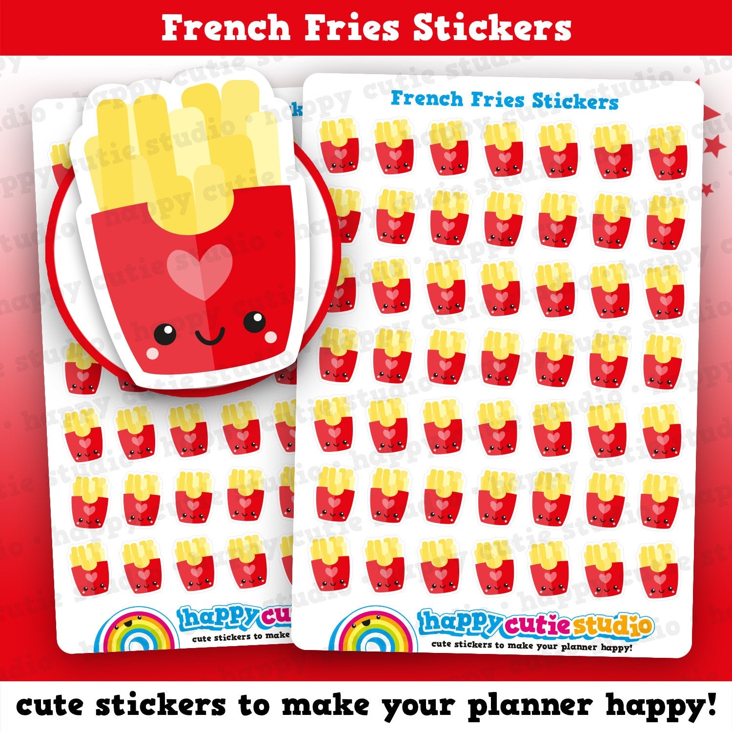 49 Cute French Fries/Fast Food Planner Stickers