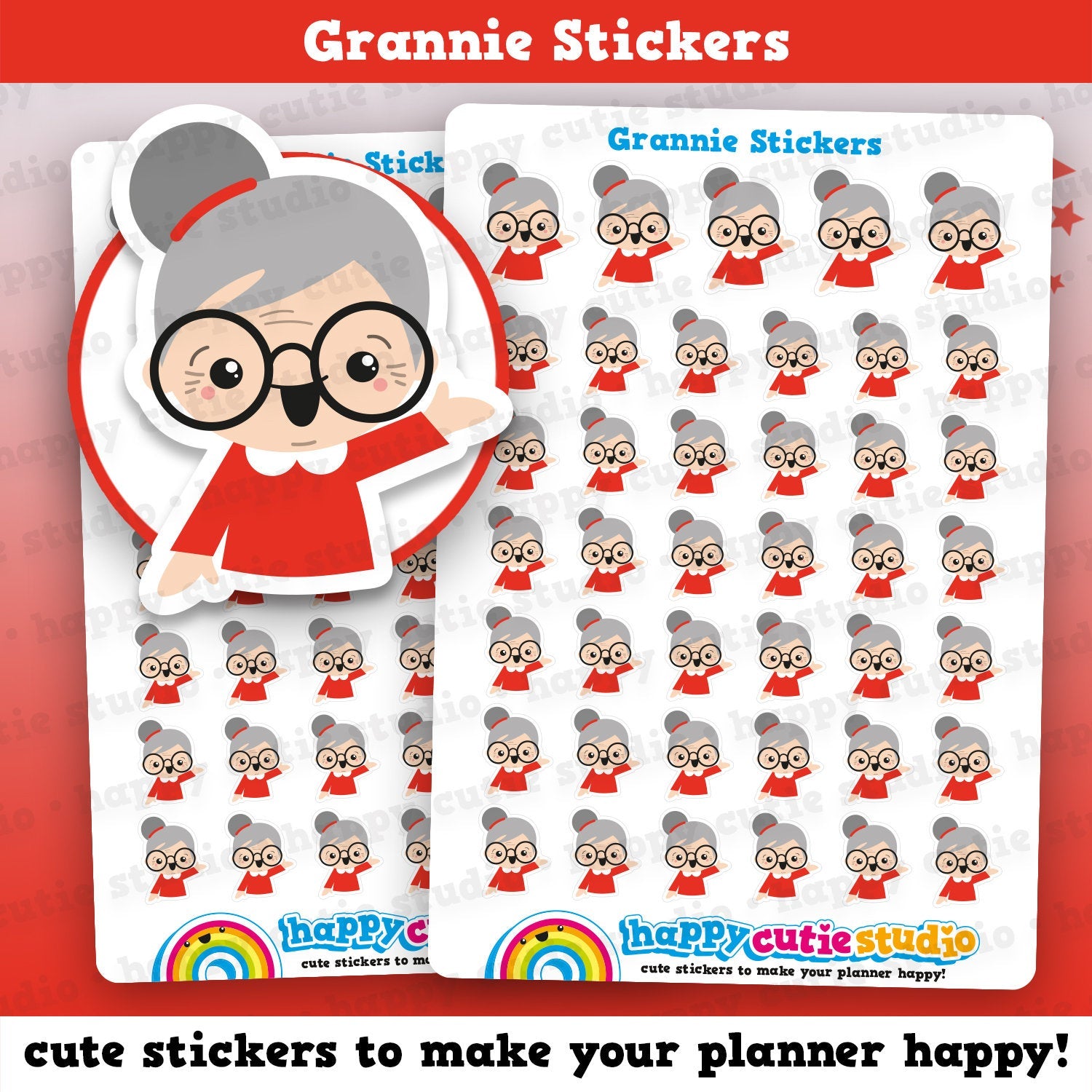 41 Cute Grannie/Grandma/Grandmother/Grandparents Planner Stickers