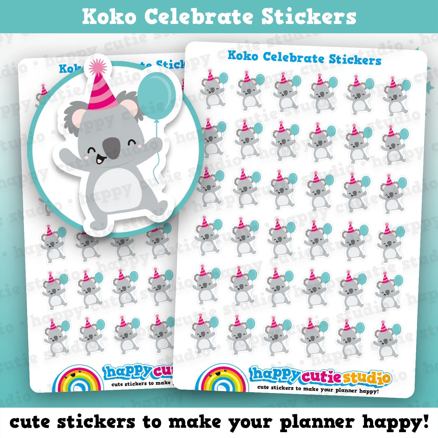 36 Cute Koko the Koala Celebrate Planner Stickers