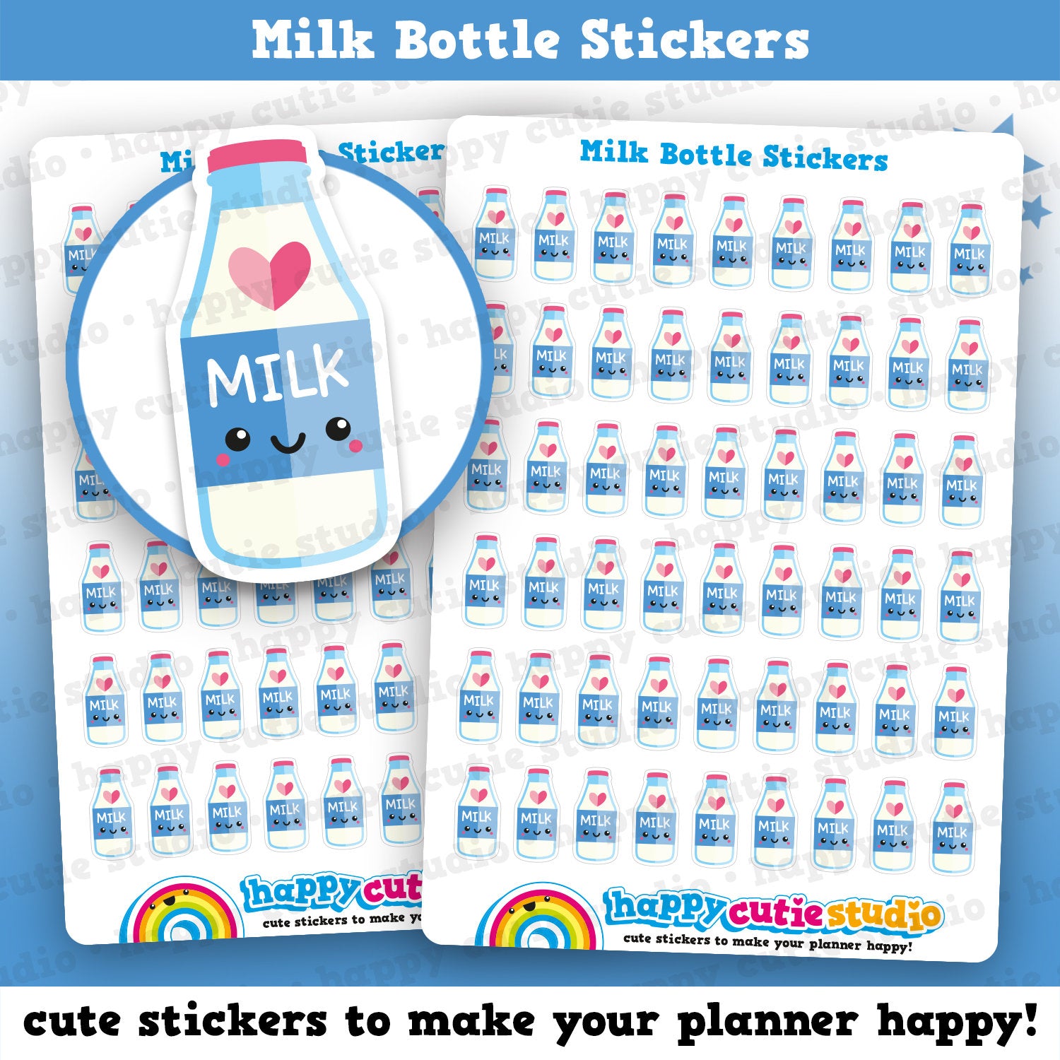 54 Cute Milk Bottle Planner Stickers
