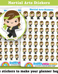 48 Cute Martial Arts Girl Planner Stickers