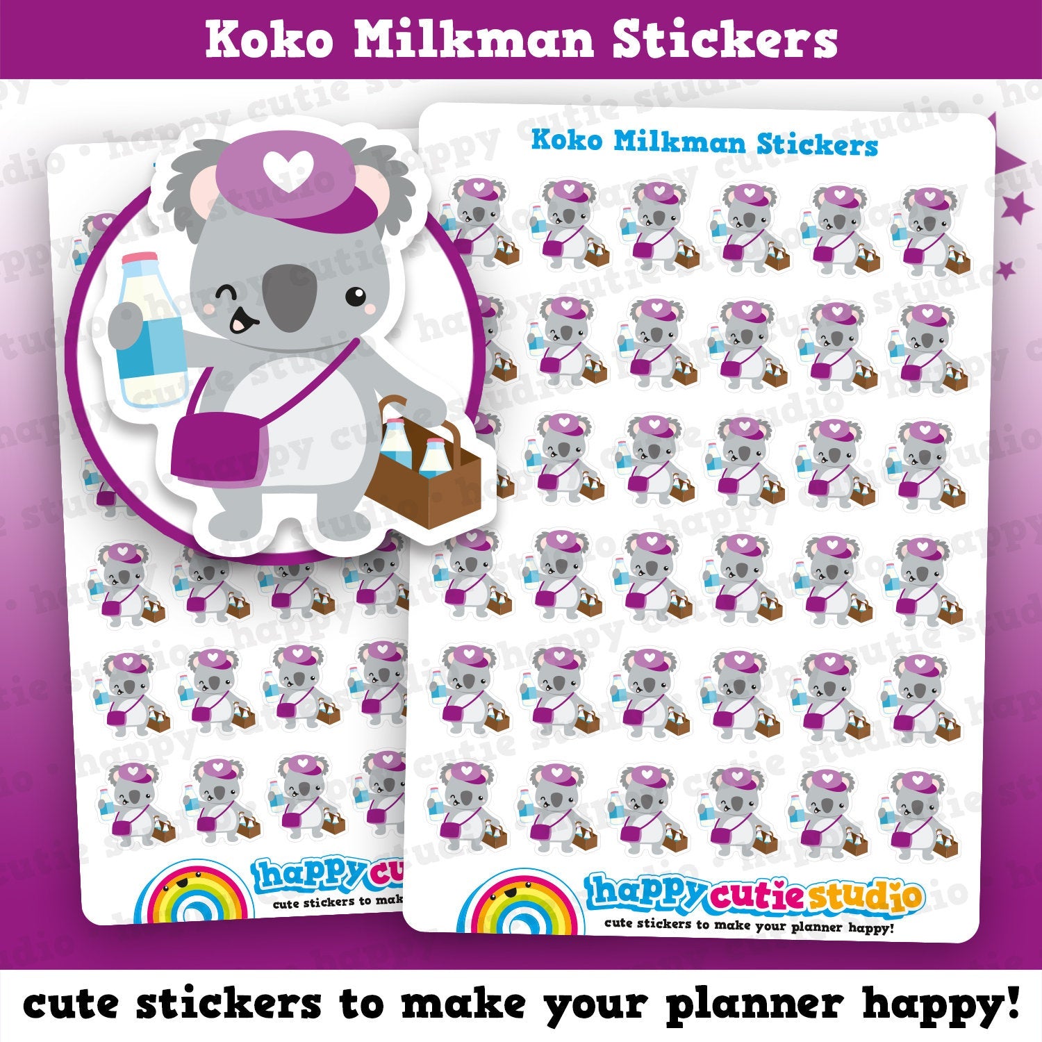 36 Cute Koko The Koala Milkman Planner Stickers