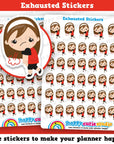40 Cute Exhausted/Tired Girl Planner Stickers