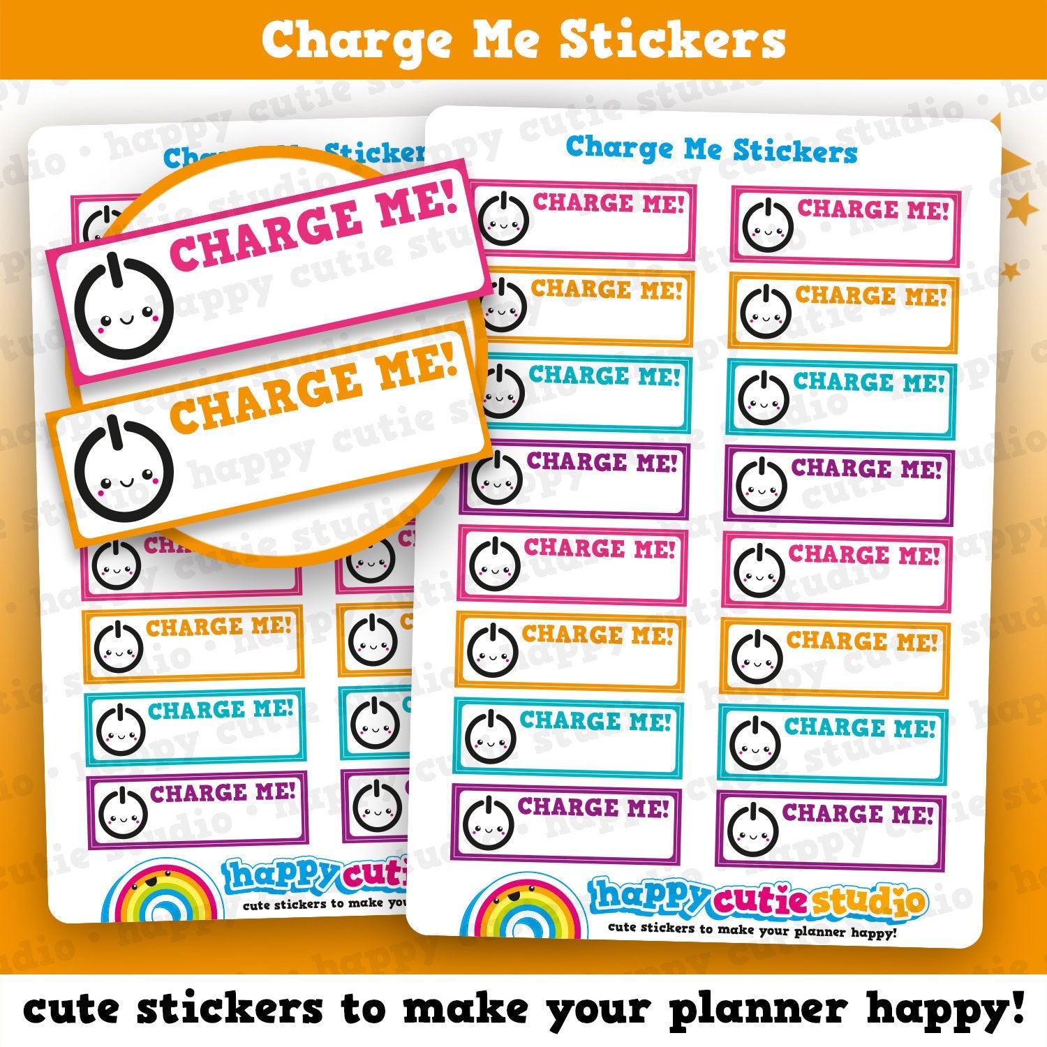 16 Cute Charge Me Tracker/Habit Reminder Planner Stickers