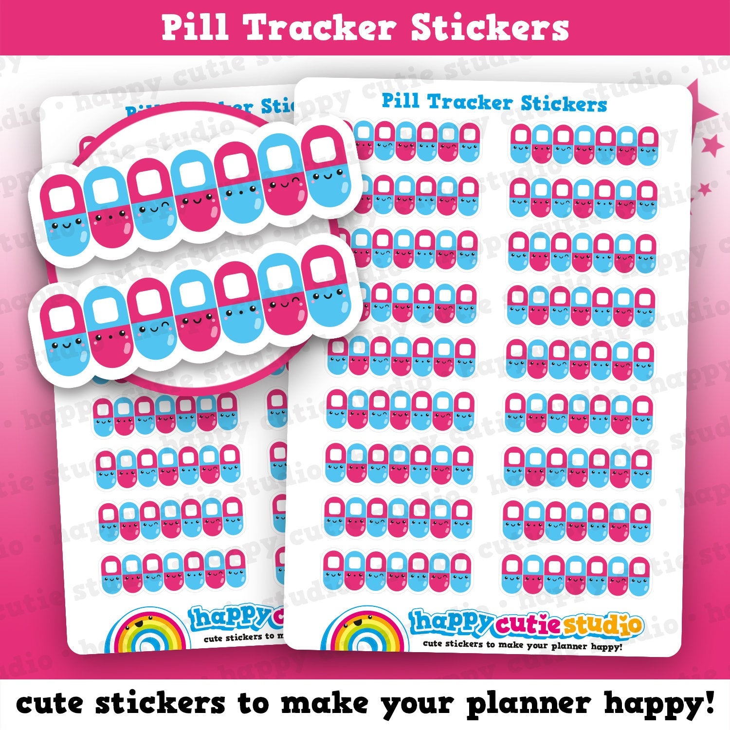 18 Cute Pill Tracker/Weekly Habit/Pills Reminder Planner Stickers