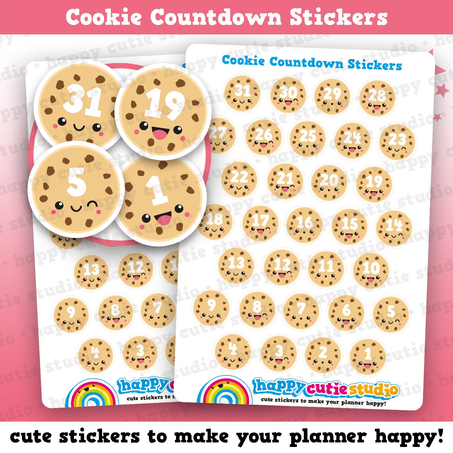 31 Cute Cookie Countdown/Date Cover Planner Stickers