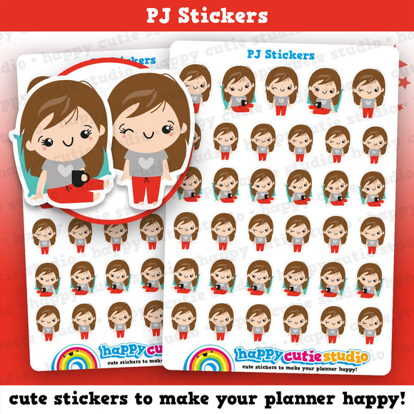 35 Cute PJ/Pyjamas/Relax Girl Planner Stickers