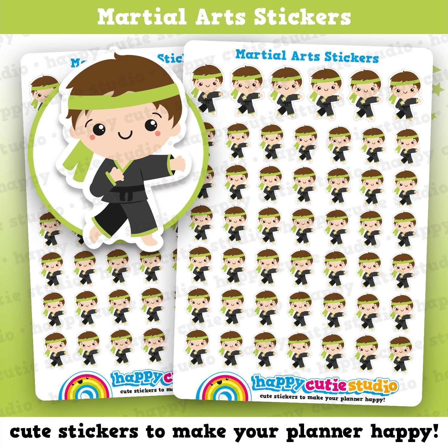 48 Cute Mini HCS Boys Martial Arts Planner Stickers