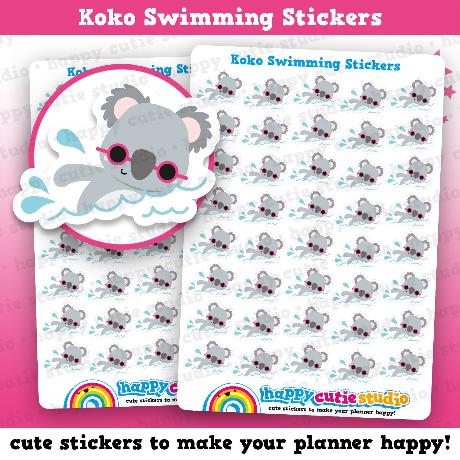 40 Cute Koko The Koala Swimming Planner Stickers – HappyCutieStudio