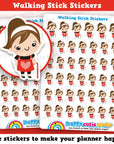 41 Cute Walking Stick Girl Planner Stickers