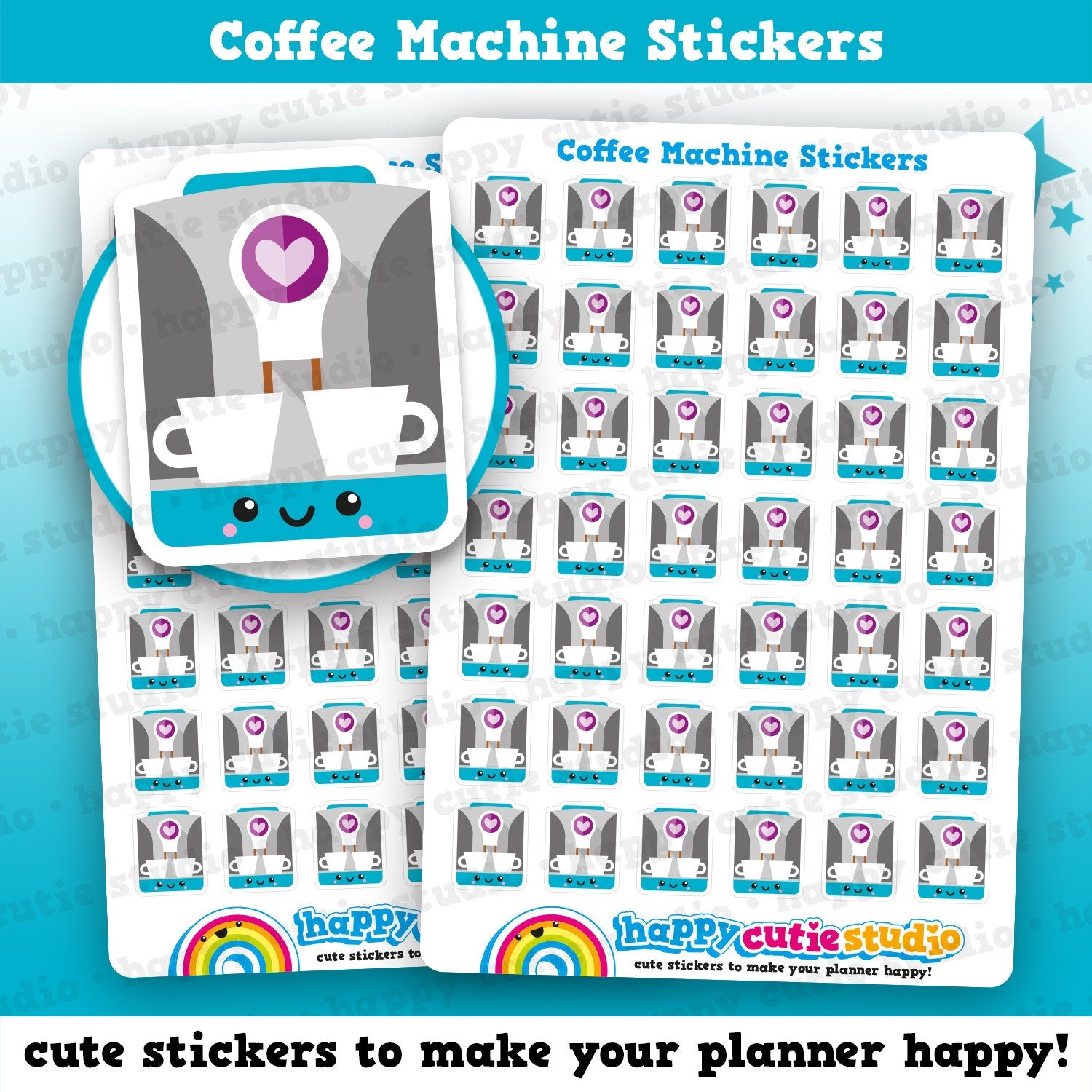 42 Cute Coffee Machine/Espresso Maker Planner Stickers