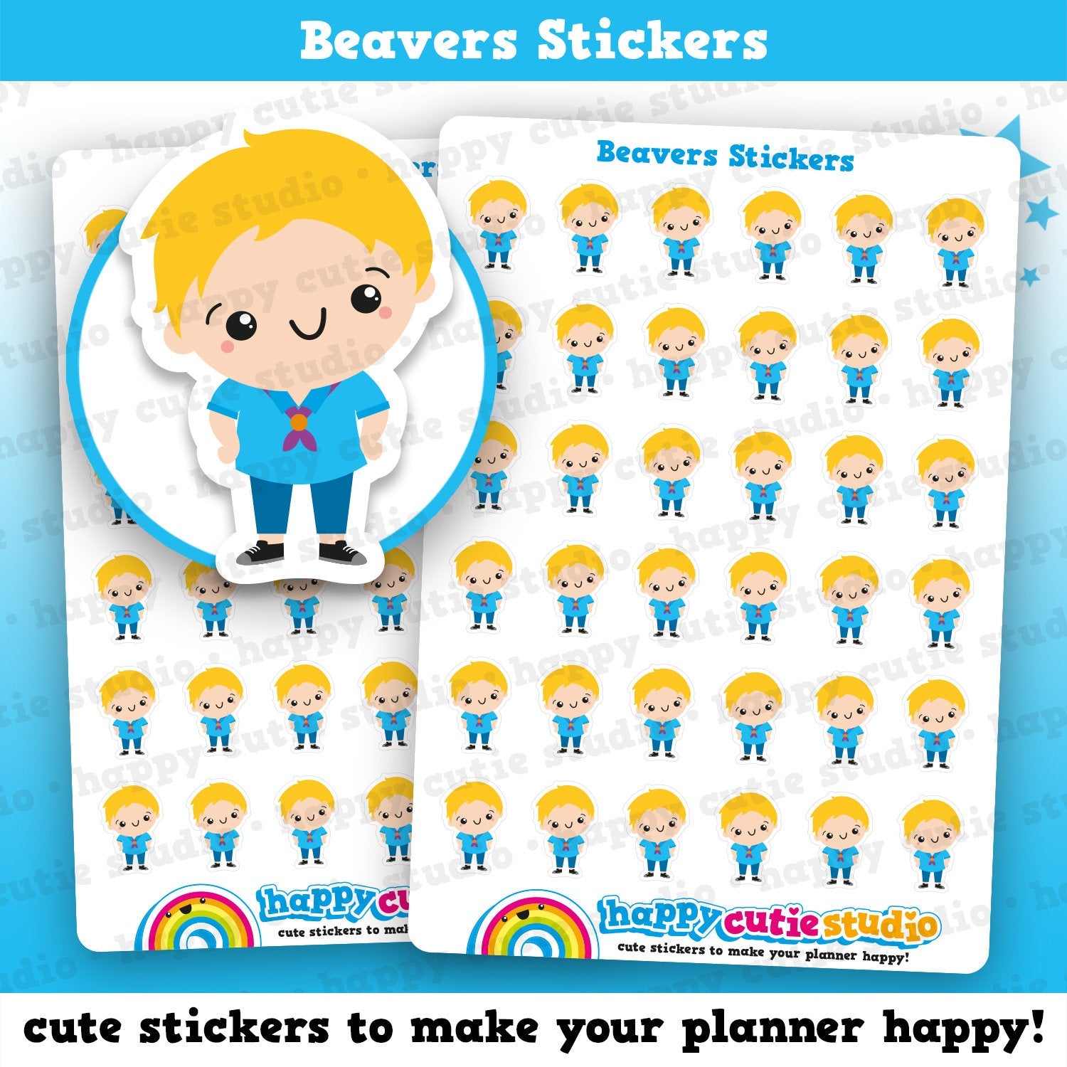 36 Cute Mini HCS Boys Beavers Planner Stickers