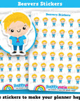 36 Cute Mini HCS Boys Beavers Planner Stickers