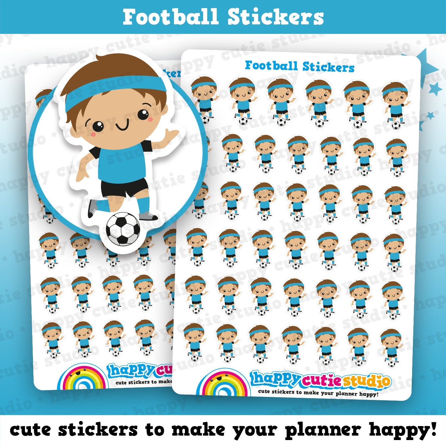 41 Cute HCS Boys Football/Soccer Planner Stickers