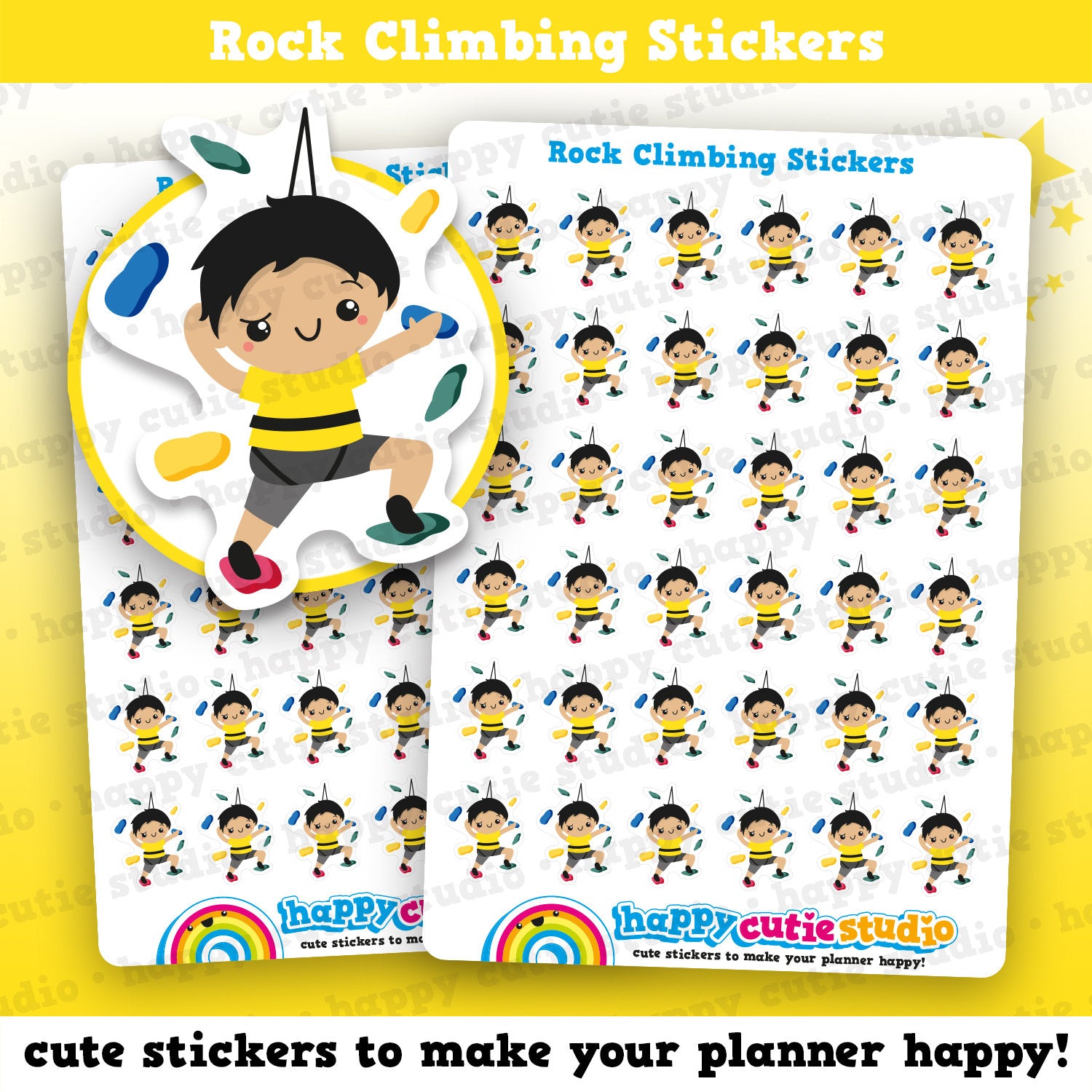 36 Cute HCS Boys Rock Climbing/Abseiling Planner Stickers