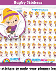 41 Cute Rugby Girl Planner Stickers