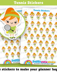 39 Cute Tennis Girl Planner Stickers
