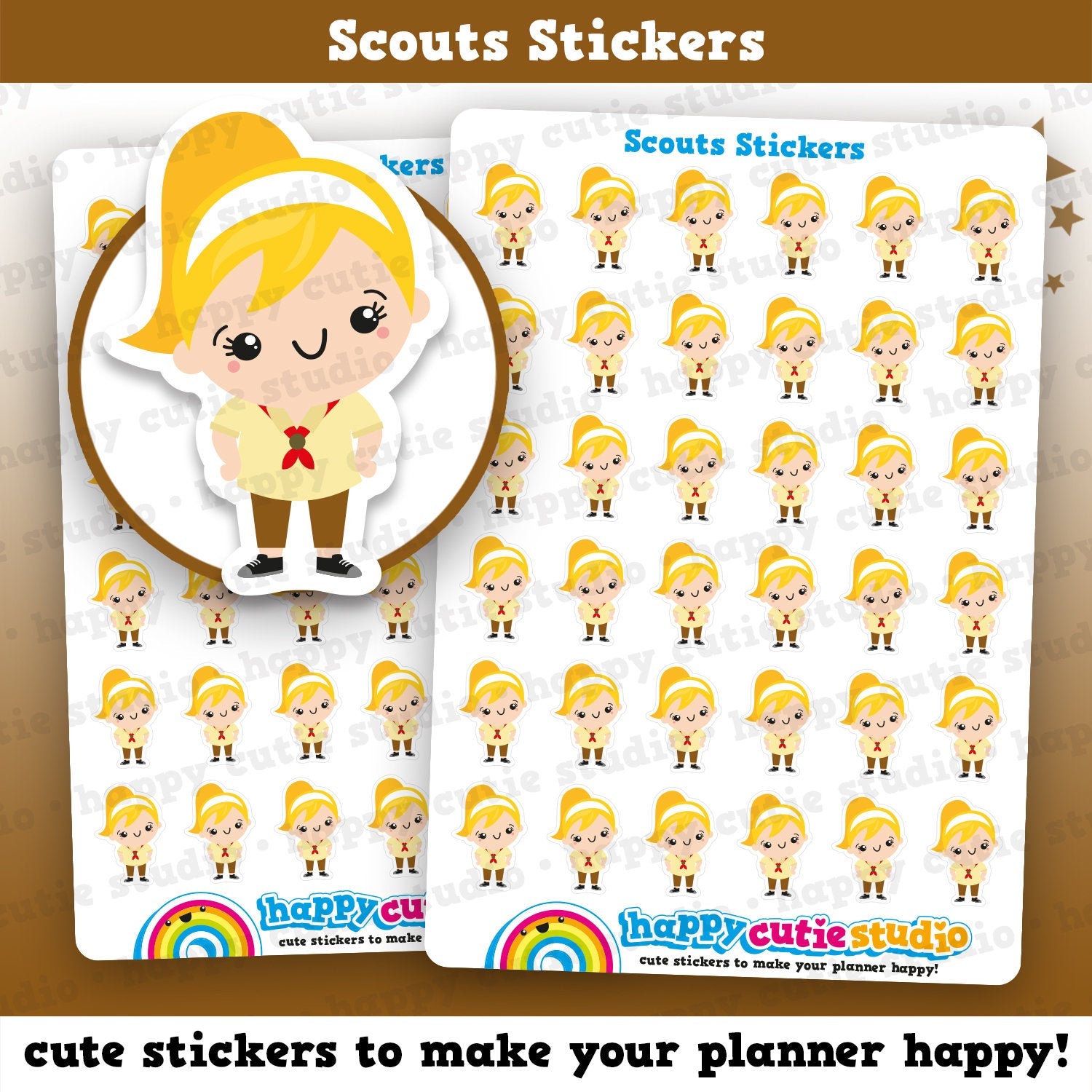36 Cute Scouts Girl Planner Stickers