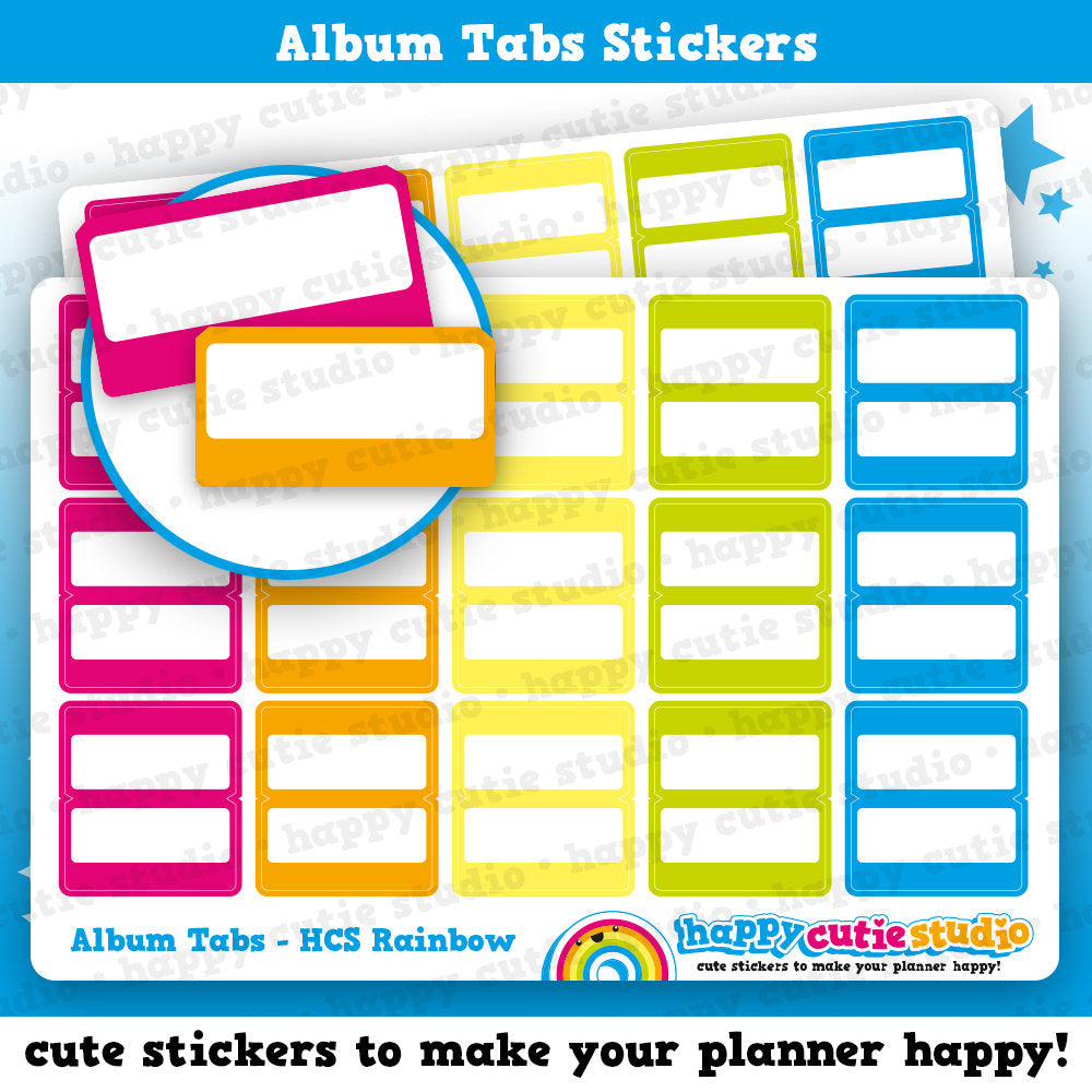 15 Rainbow Page Tabs for HCS Sticker Album, Planner Stickers