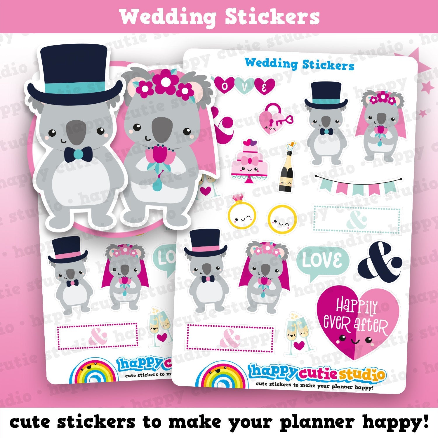 18 Cute Wedding/Big Day/LovePlanner Stickers