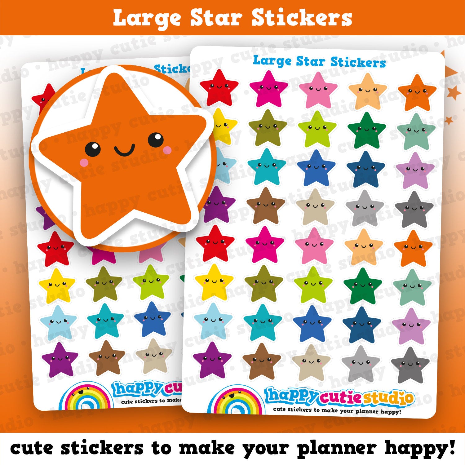 40 Cute Large Star Planner Stickers