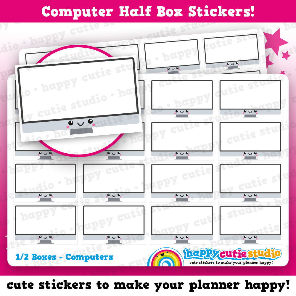 Desktop Screen Label Box 16 Cute Half Box Computer Screen/Functional/Practical Planner Stickers ...