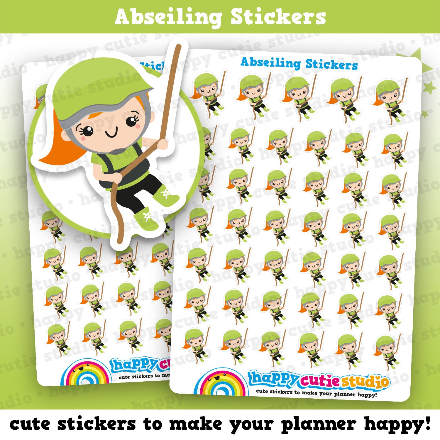 41 Cute Abseiling/Rock Climbing Girl Planner Stickers