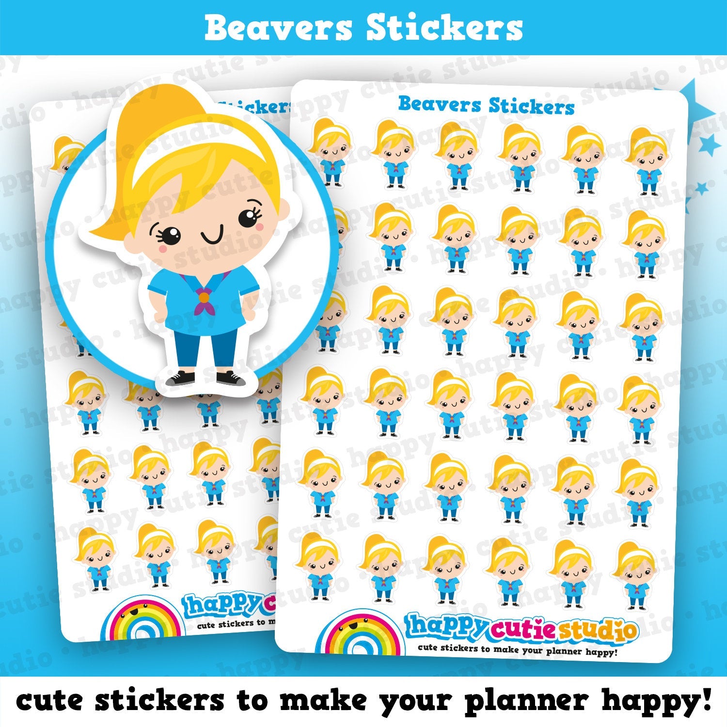 36 Cute Beavers Girl Planner Stickers