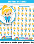 36 Cute Beavers Girl Planner Stickers