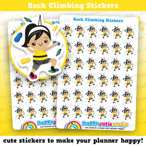 36 Cute Rock Climbing/Abseiling Girl Planner Stickers