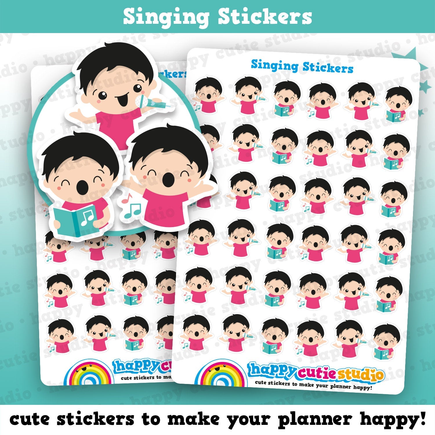 36 Cute HCS Boys Singing/Choir Planner Stickers