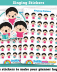 36 Cute HCS Boys Singing/Choir Planner Stickers
