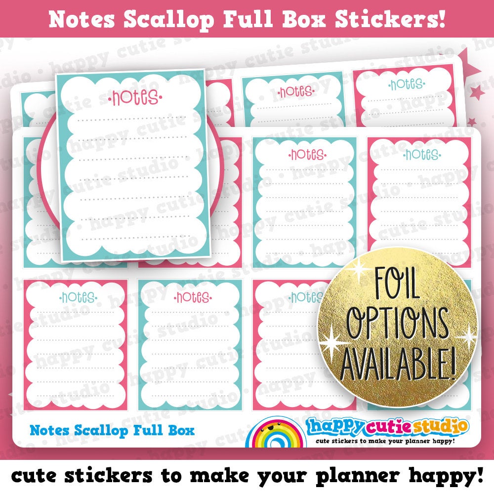 8 Cute Full Box Notes/Functional/Practical Planner Stickers