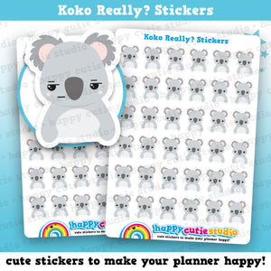 36 Cute Koko the Koala Really/Unhappy/Mood Planner Stickers