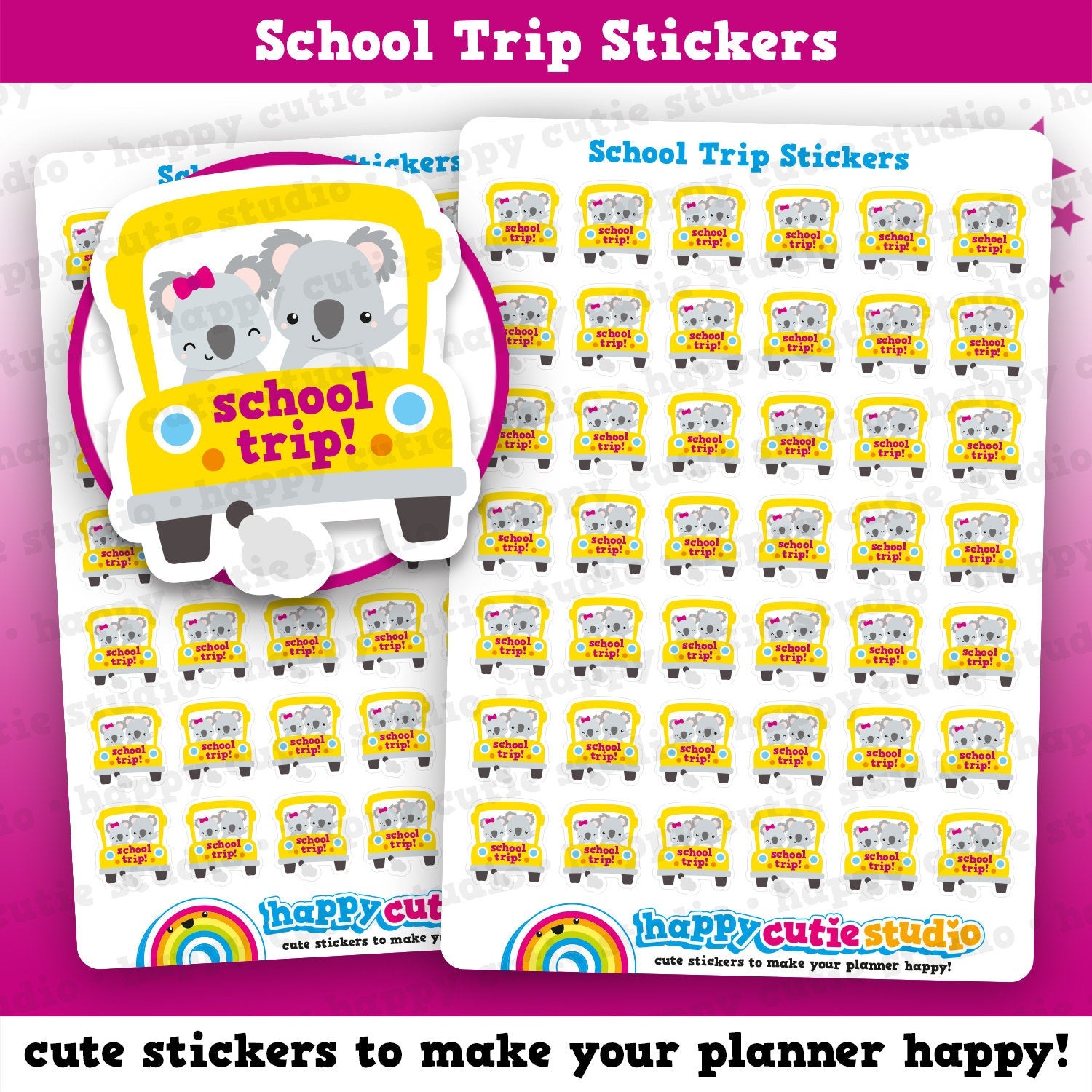 42 Cute School Trip Planner Stickers