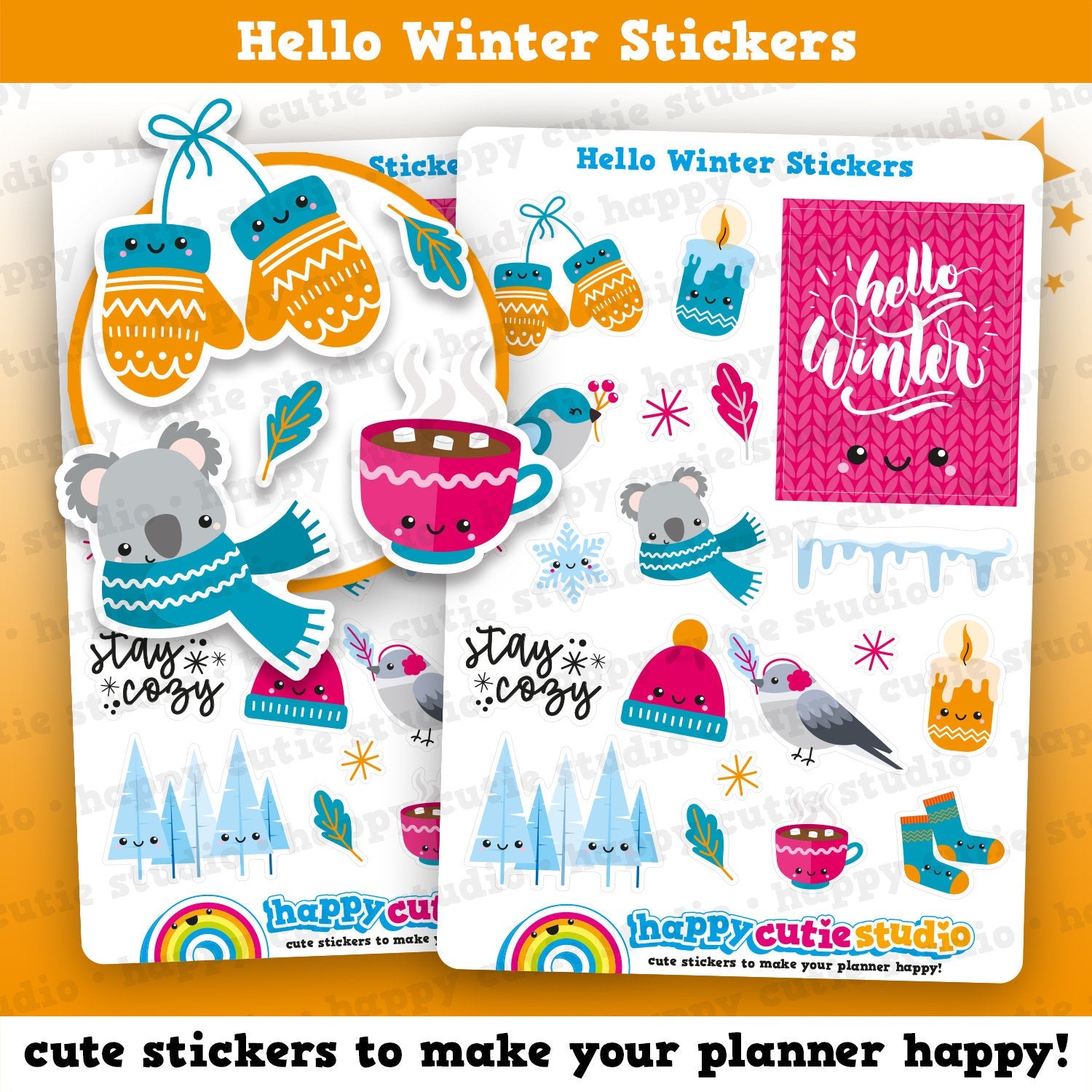 18 Cute Hello Winter/Cold Planner Stickers