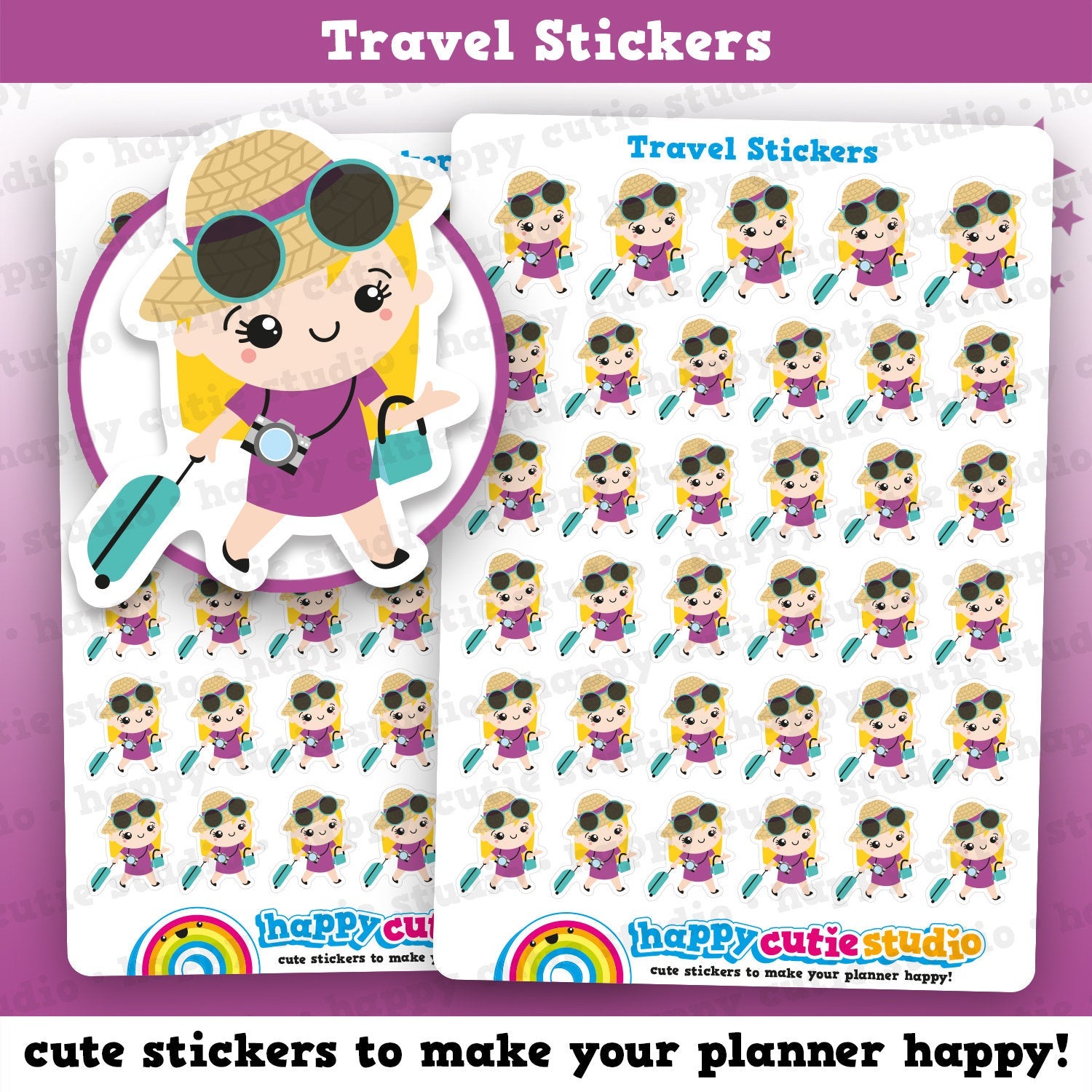 35 Cute Travel/Holiday/Vacation Girl Planner Stickers