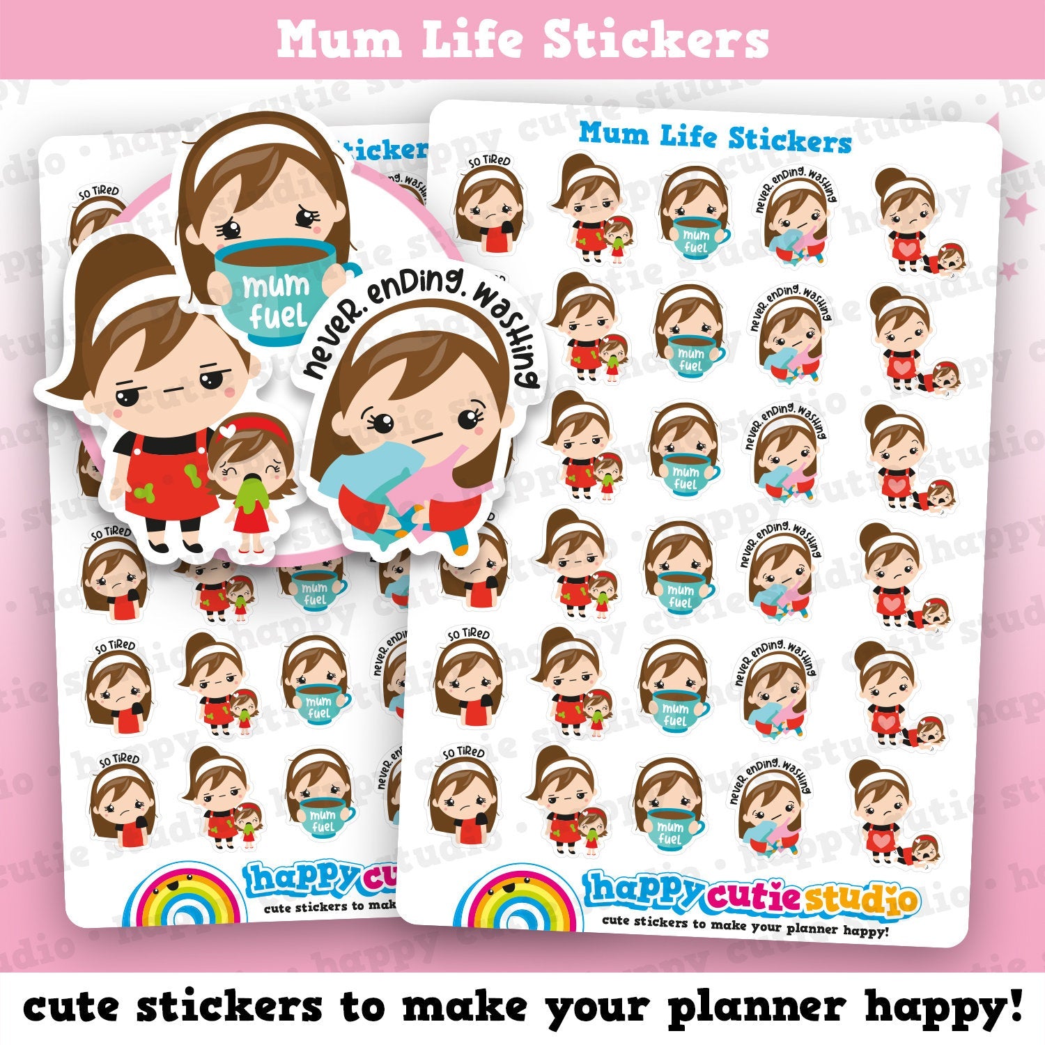 30 Cute Mum/Mom Life Planner Stickers