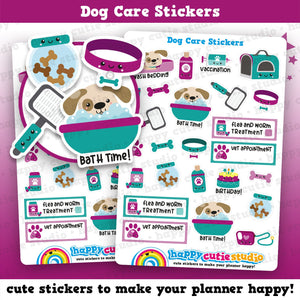 24 Cute Dog Care/Groomers/Vet/Flea Planner Stickers