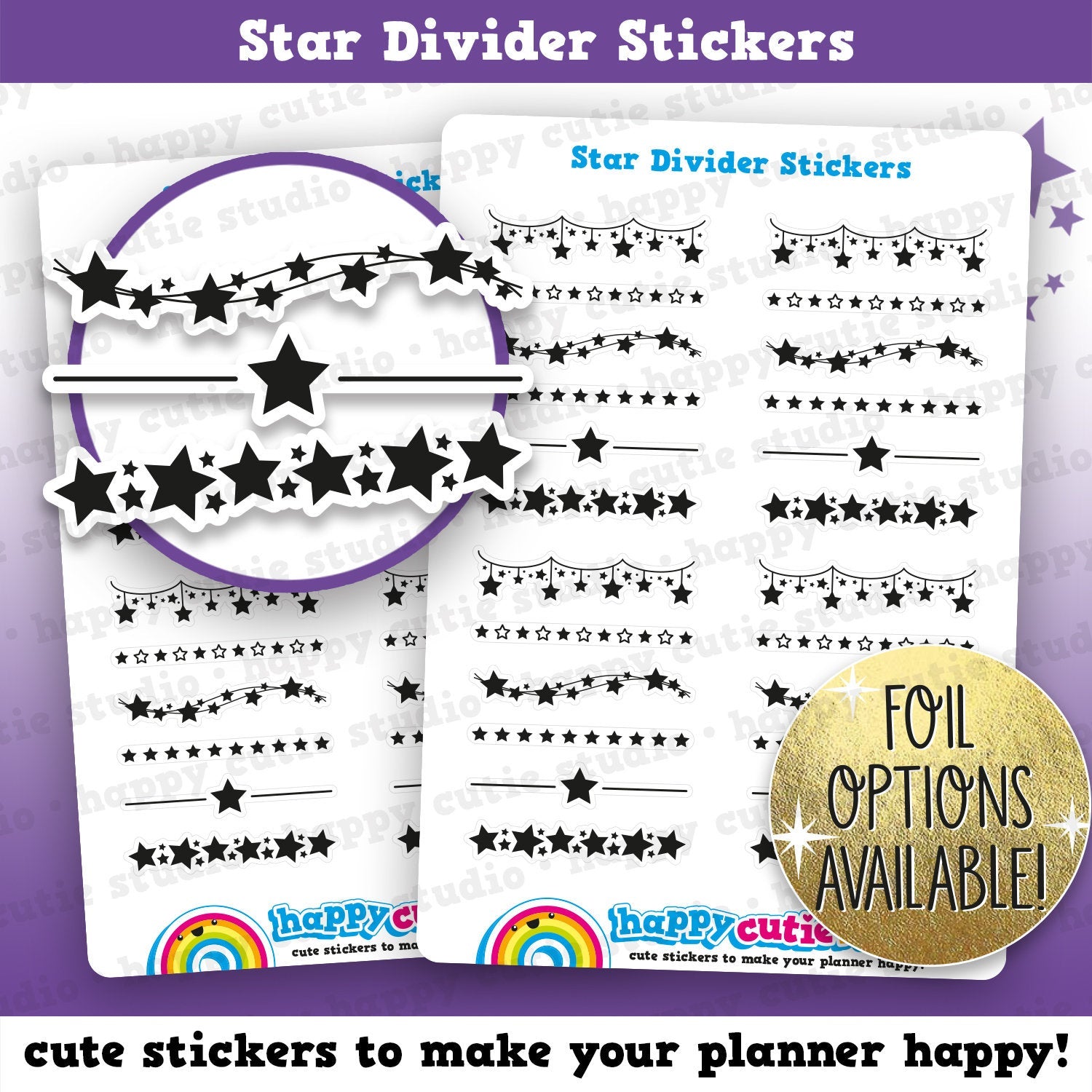 24 Cute FOIL Star Dividers/Functional/Practical Planner Stickers