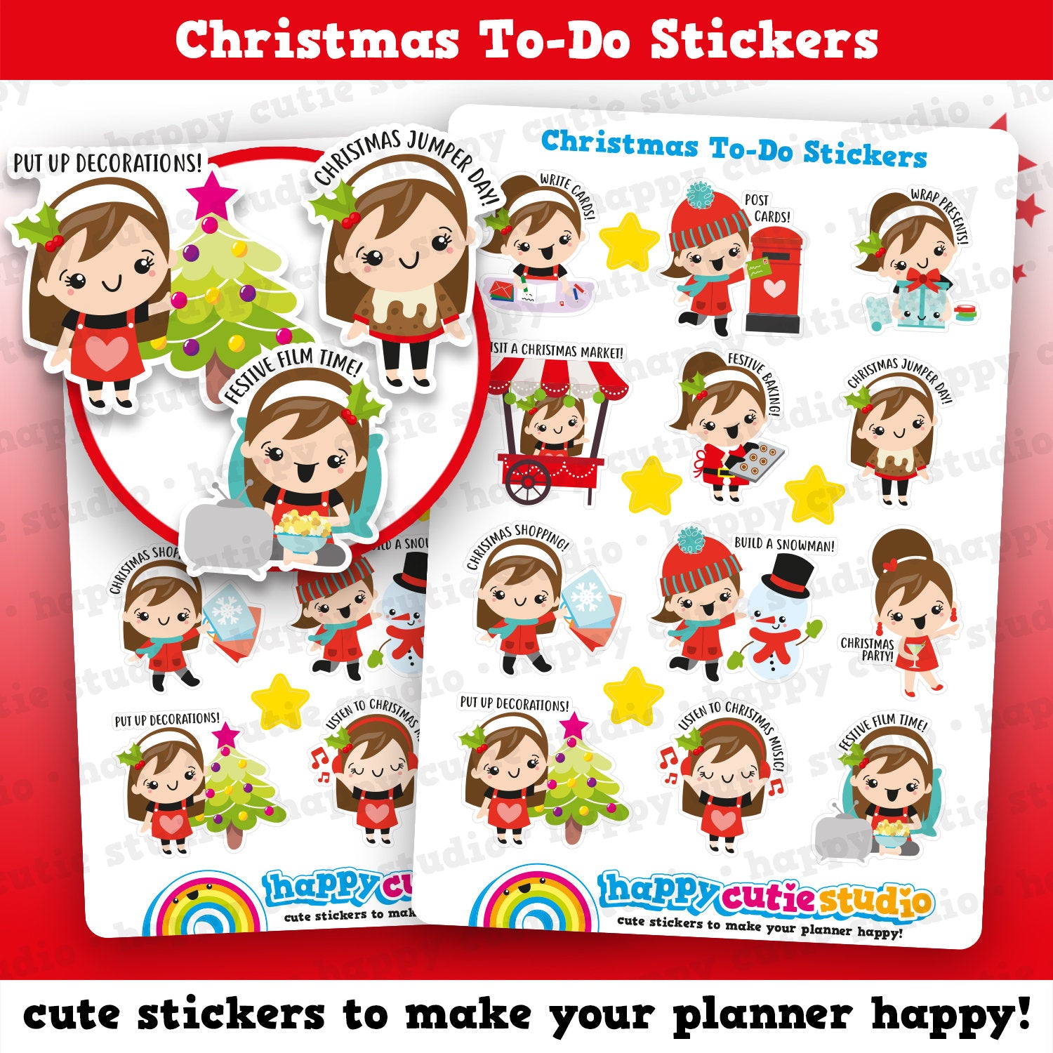12 Cute Christmas To Do Girl Planner Stickers