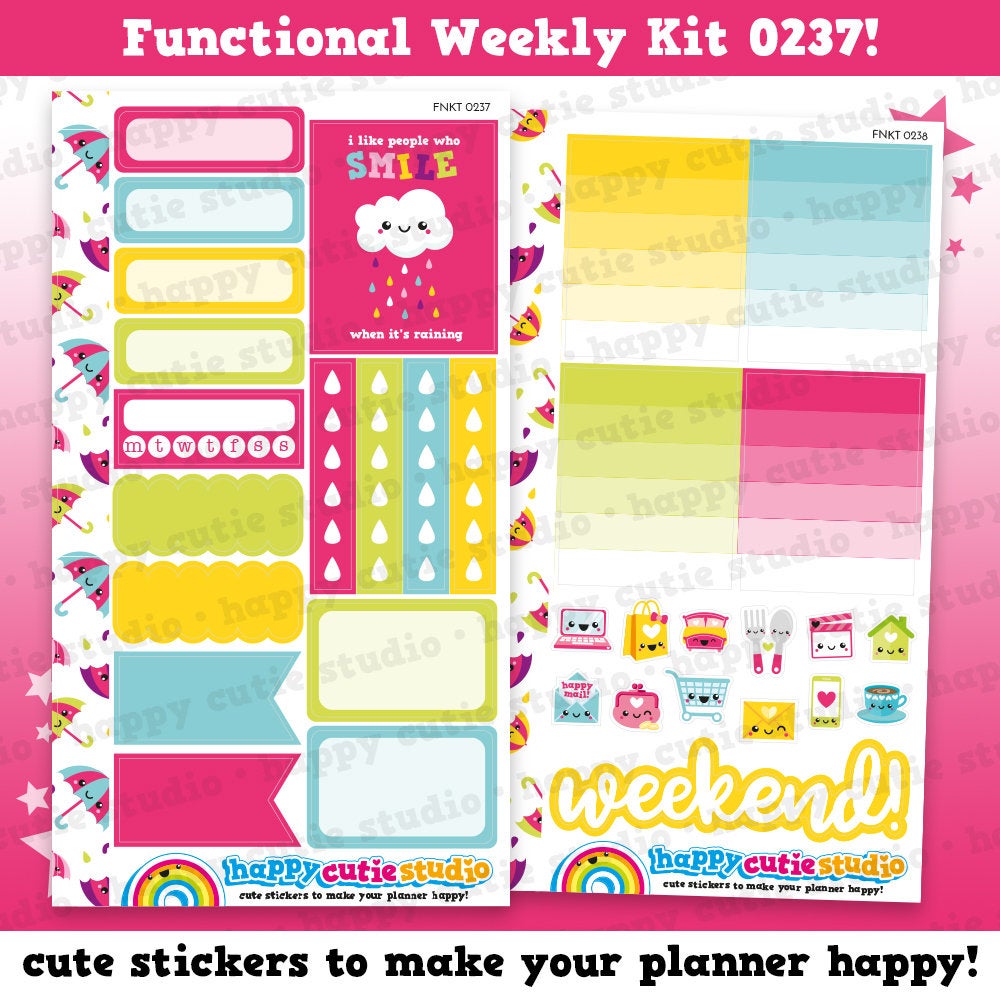 Functional Personal Size Weekly Kit 0237 Planner Stickers/Kawaii/Cute Stickers