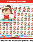 40 Cute Meditate/Mindfulness Girl Planner Stickers