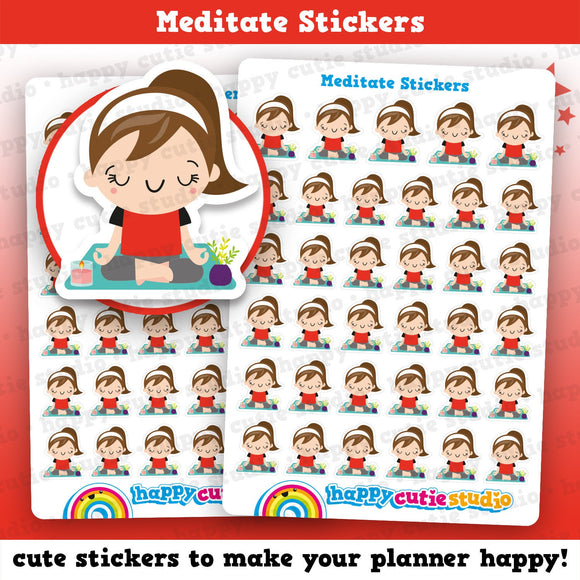 40 Cute Meditate/Mindfulness Girl Planner Stickers